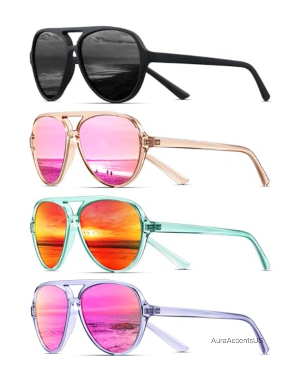Polarized Aviator Sunglasses for Women Sporty Vintage Tangle-Free Frame